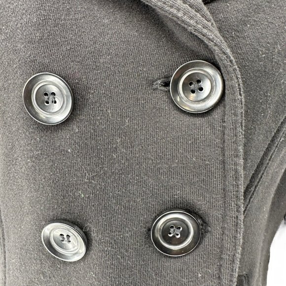 Sebby Hooded Peacoat Women's XL Black Long Sleeve Collar Button Closure Pockets - Picture 2 of 11